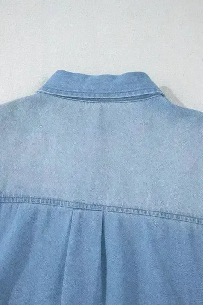 Denim Tunic Shift Mini Dress Women UK | Frayed Hem Casual