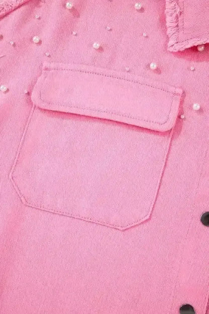 Pearl Beaded Denim Jacket Women UK