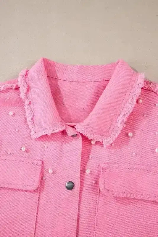 Pearl Beaded Denim Jacket Women UK