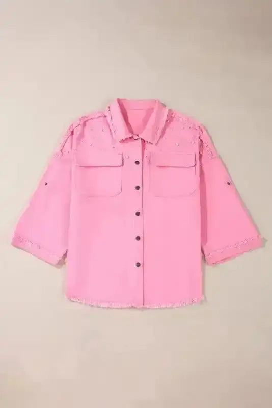Pearl Beaded Denim Jacket Women UK