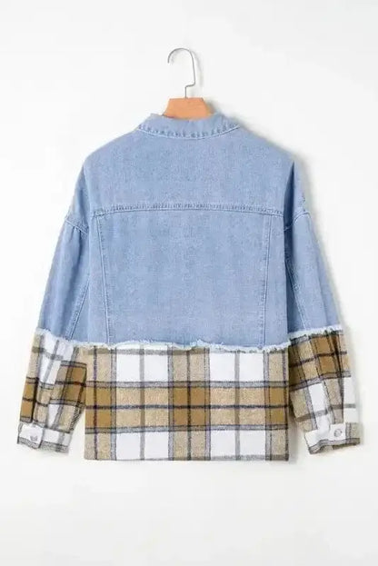 Plaid Oversized Denim Jacket Women UK