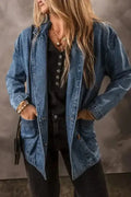 Lapel Denim Jacket Women UK