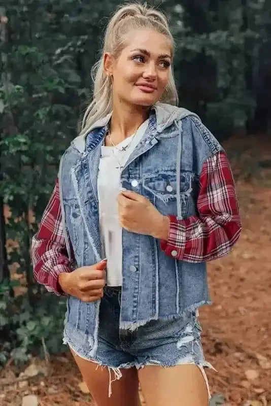 Tartan Plaid Denim Jacket Women UK