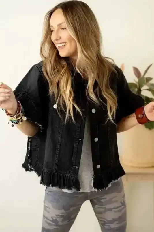 Raw Hem Denim Jacket Women UK