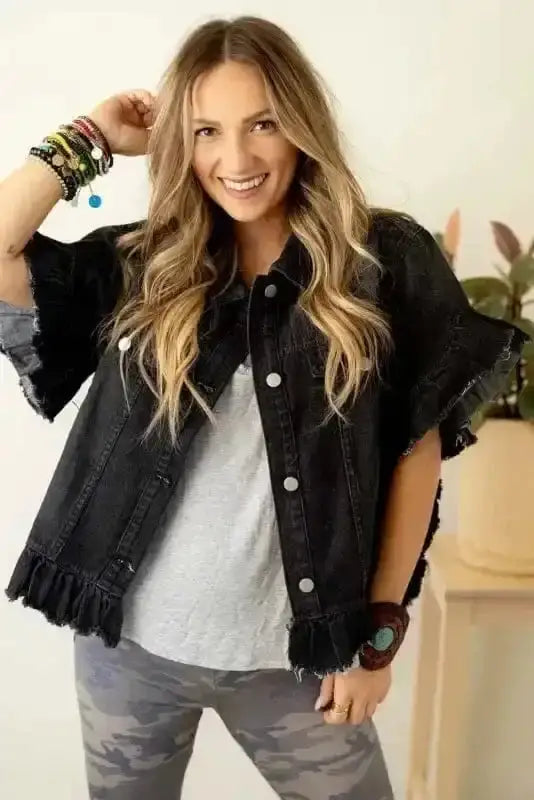 Raw Hem Denim Jacket Women UK