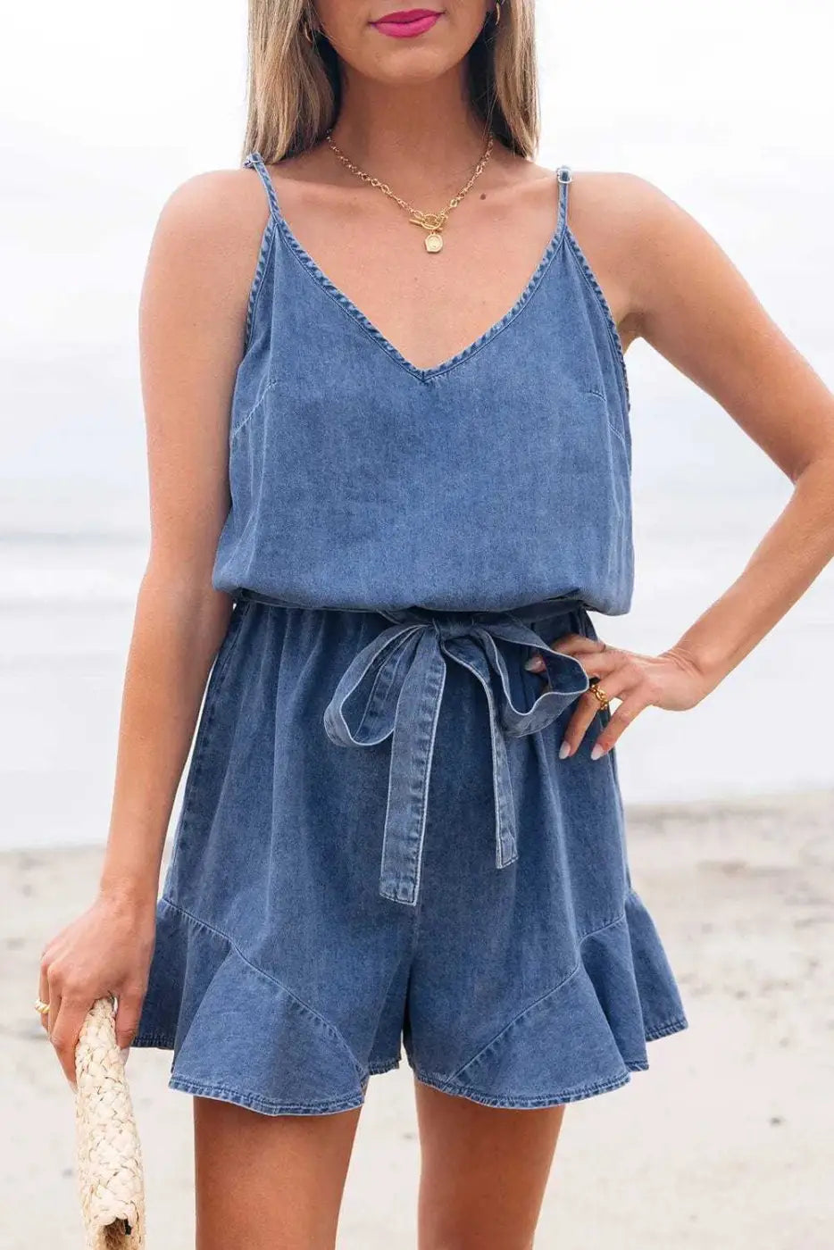 Ashleigh Strappy Chambray Romper