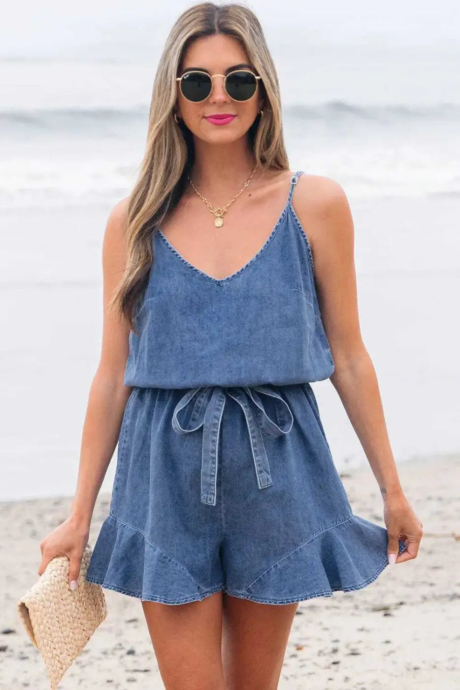 Ashleigh Strappy Chambray Romper