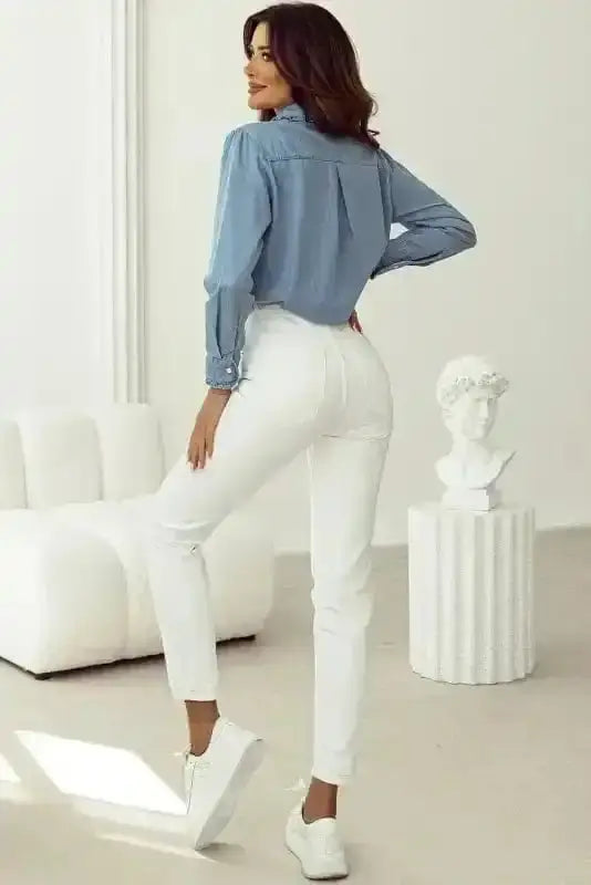 Smart Casual Chambray Denim Shirt Women UK | Cotton