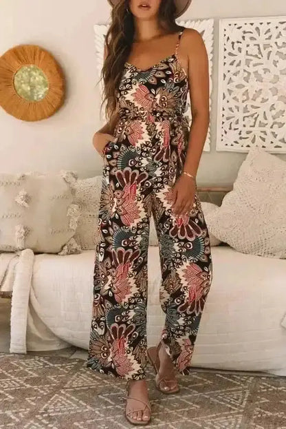 Luxe Floral Belted Jumpsuit