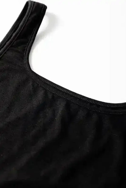 Peekaboo Wide Leg Jumpsuit - Black Square Neck Sleeveless