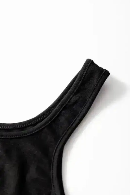 Peekaboo Wide Leg Jumpsuit - Black Square Neck Sleeveless