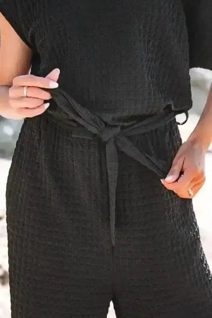 Shadow Check One Shoulder Jumpsuit