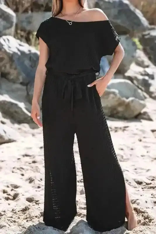 Shadow Check One Shoulder Jumpsuit