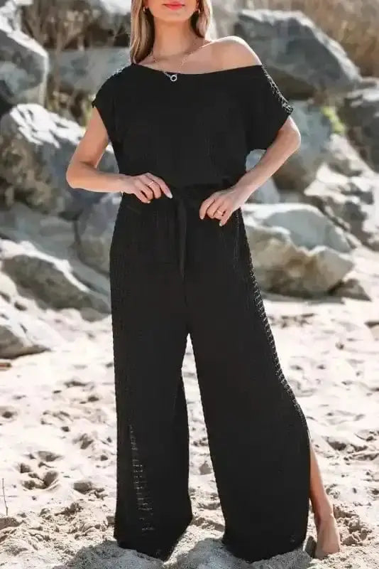 Shadow Check One Shoulder Jumpsuit