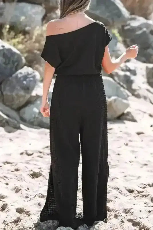 Shadow Check One Shoulder Jumpsuit