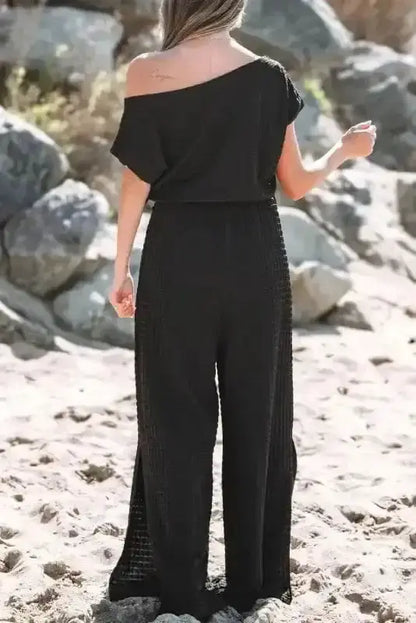 Shadow Check One Shoulder Jumpsuit
