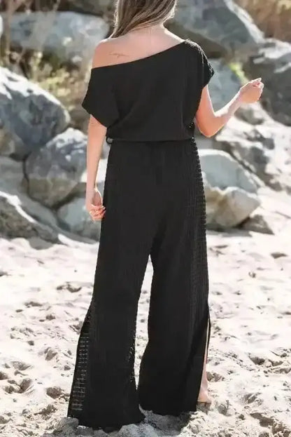 Shadow Check One Shoulder Jumpsuit