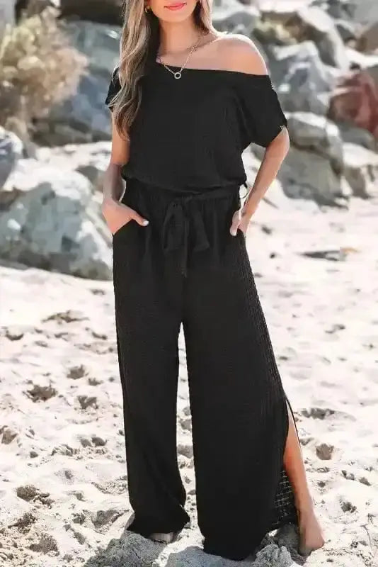 Shadow Check One Shoulder Jumpsuit