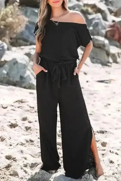 Shadow Check One Shoulder Jumpsuit