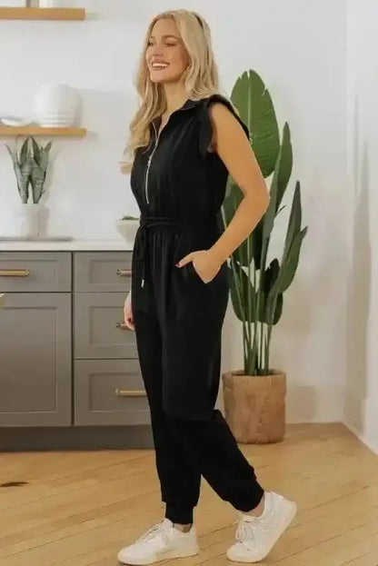 Zipped Elegance Casual Jumpsuit