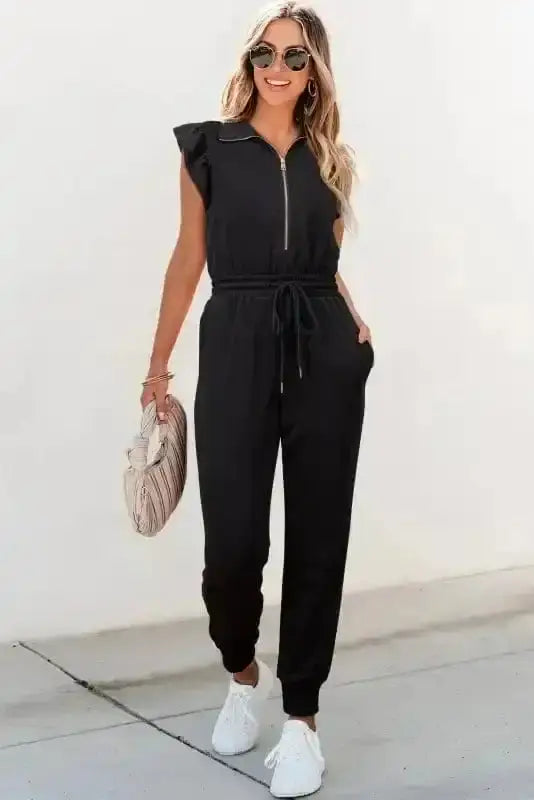 Zipped Elegance Casual Jumpsuit