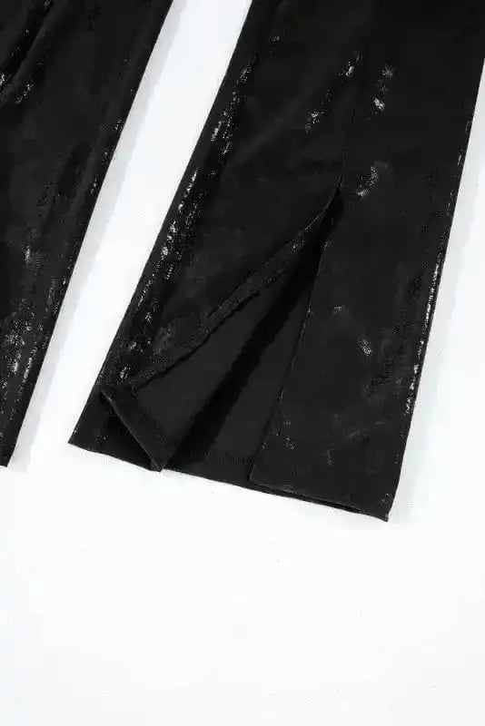Black Faux Leather High Waist Leggings Women UK