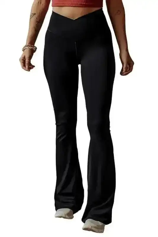 V-Curve Black Flared Leggings
