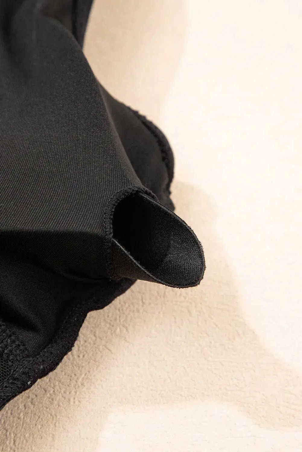 Black Ruched Swim Dress Cut-Out Padded Cups Flare Hem