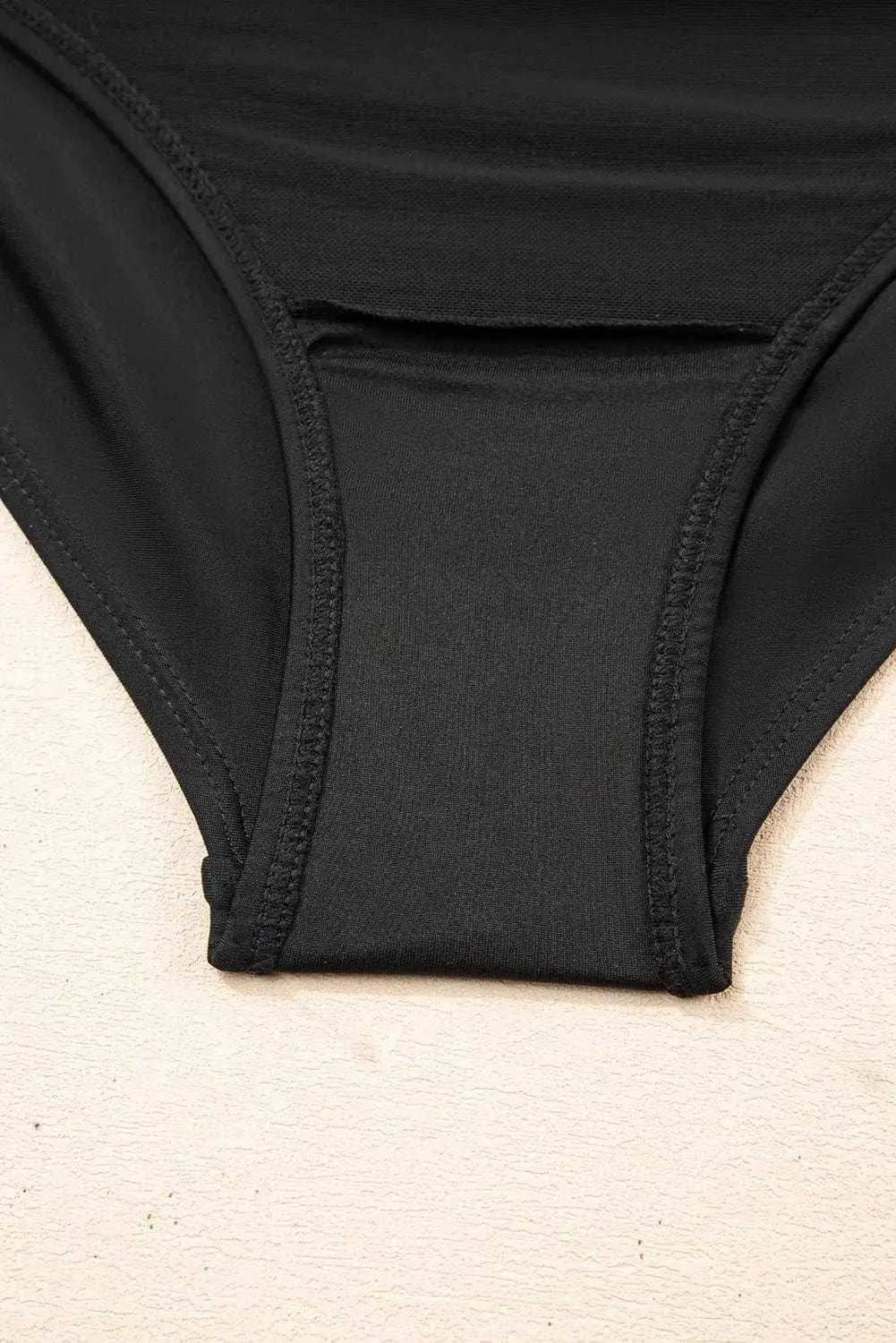 Black Ruched Swim Dress Cut-Out Padded Cups Flare Hem