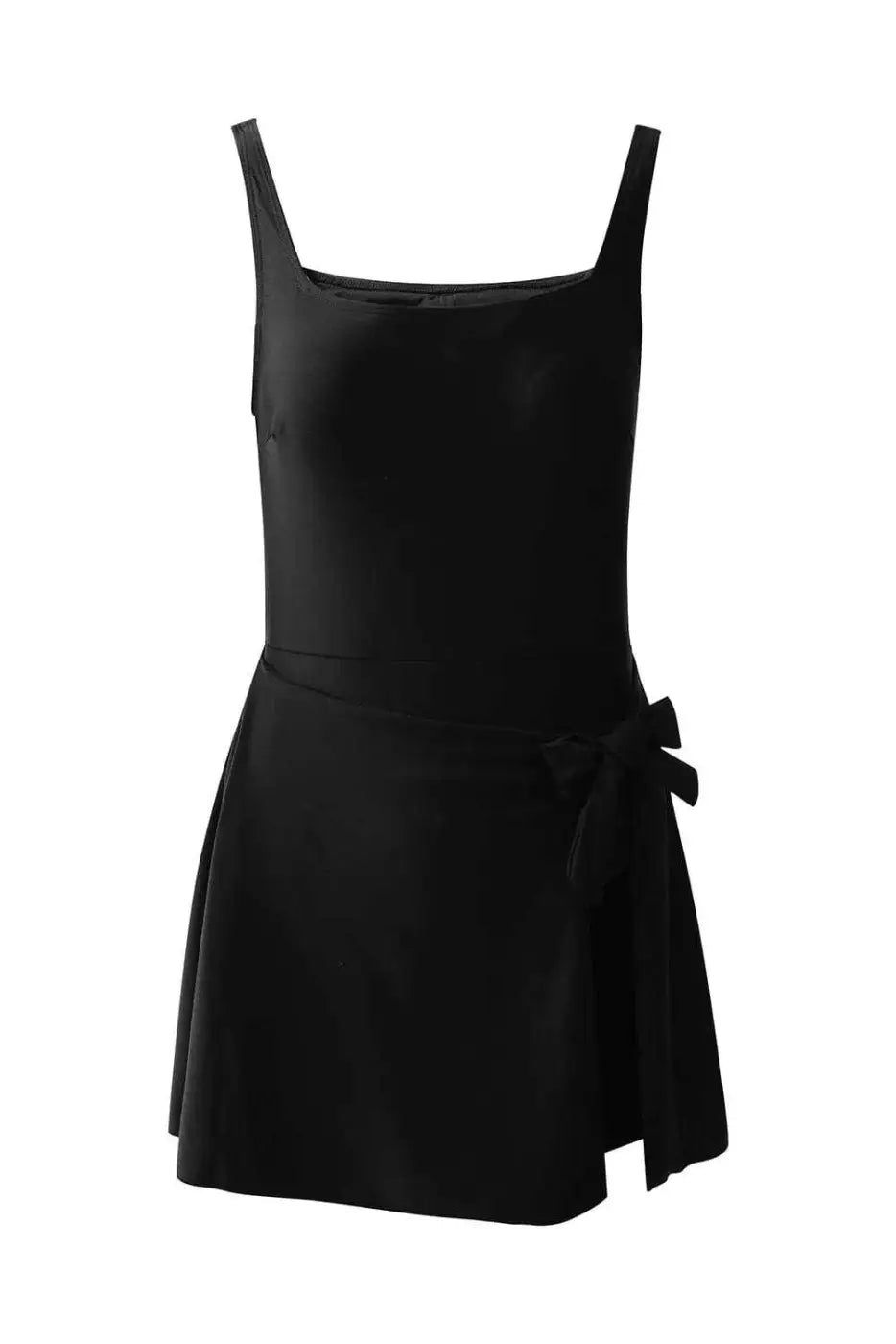 Black Sleek Side-Tied Swim Dress Women UK