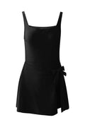 Black Sleek Side-Tied Swim Dress Women UK