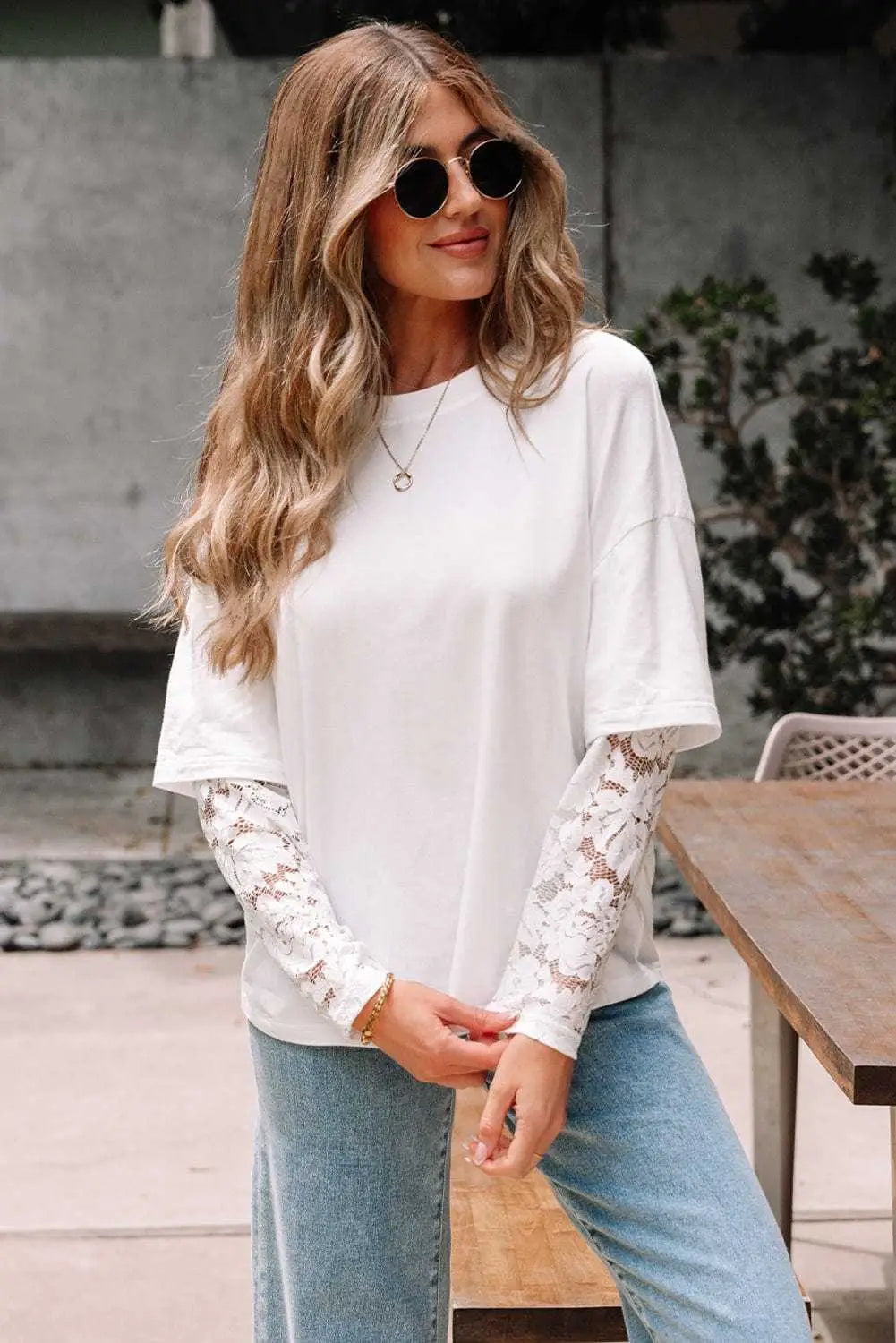 White Romantic Lace Long Sleeve Top Women UK