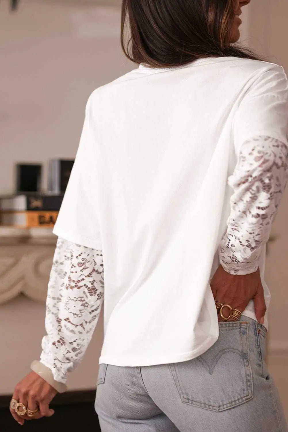 White Romantic Lace Long Sleeve Top Women UK