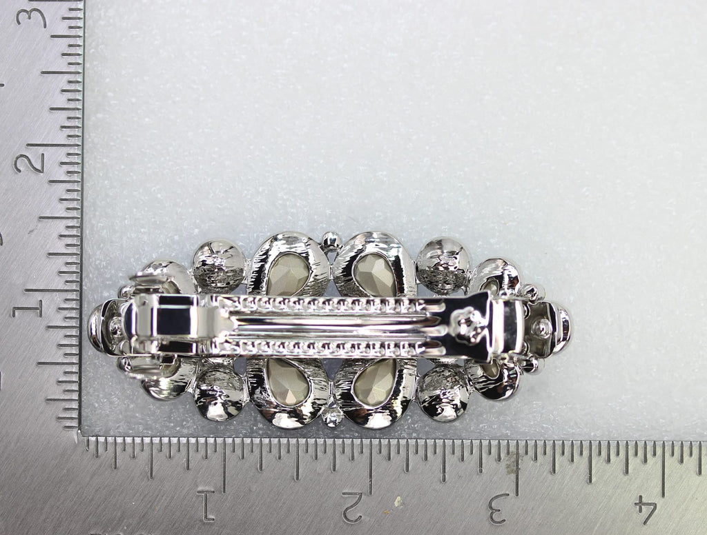 Faship Gorgeous Blue Rhinestone Floral Hair Barrette Clip | Bridal Jewelry