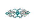 Faship Teal Rhinestone Floral Hair Barrette | Bridal & Party Hair Jewelry