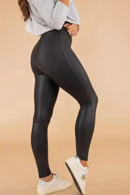 Black Faux Leather High Waist Skinny Leggings