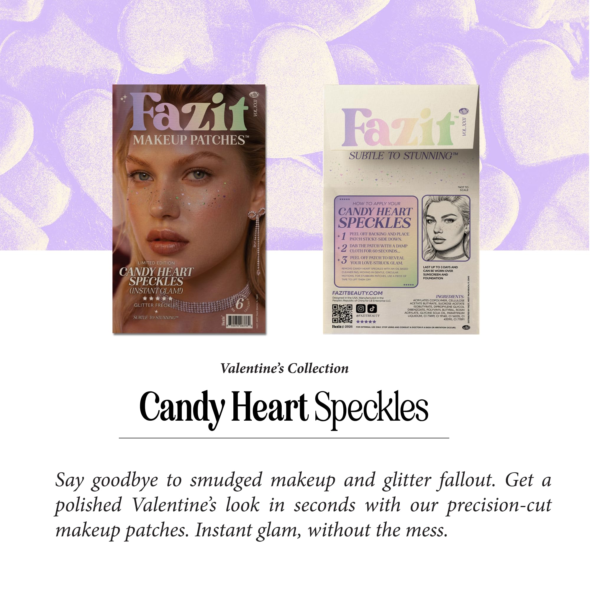 Fazit Candy Heart Speckles Makeup Patches – Easy-Apply, Waterproof Glitter Face Patches