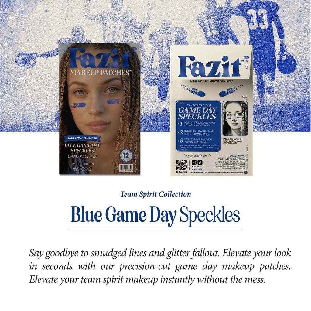 Fazit Makeup Patches: Blue Game Day Speckles – Glow Up Glitter Patches