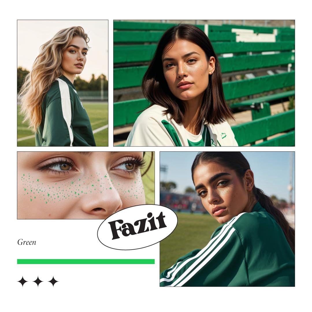 Fazit Makeup Patches - Green Speckles | Glow Up Glitter Face Patches for Women