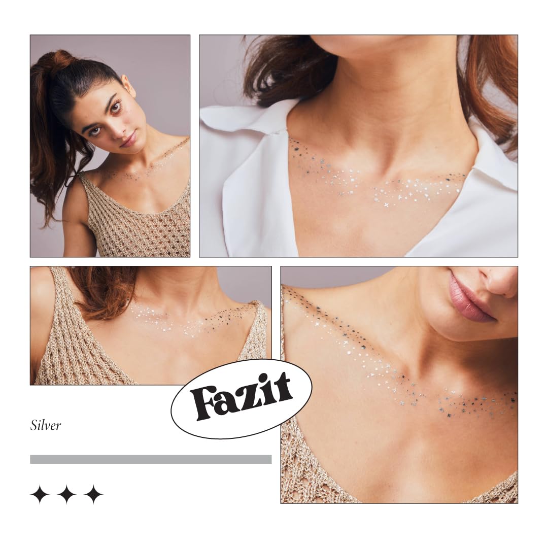Fazit Makeup Patches | Silver Decollatage Speckles for Glow | Glitter Cosmetic Patches
