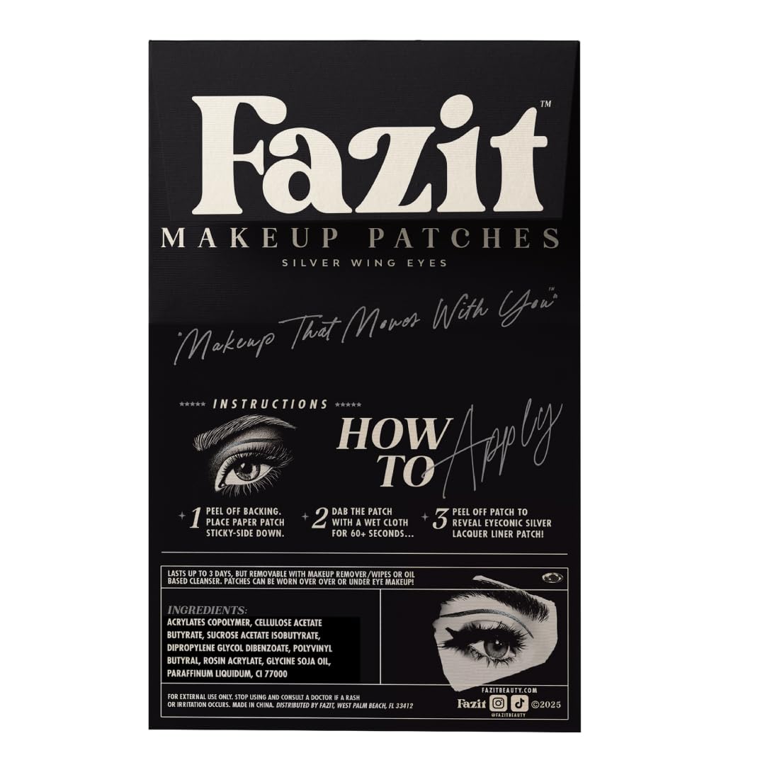 Fazit Silver Wing Eye Patches – Glitter Makeup Patches for Women – Waterproof & Long-Lasting Shine