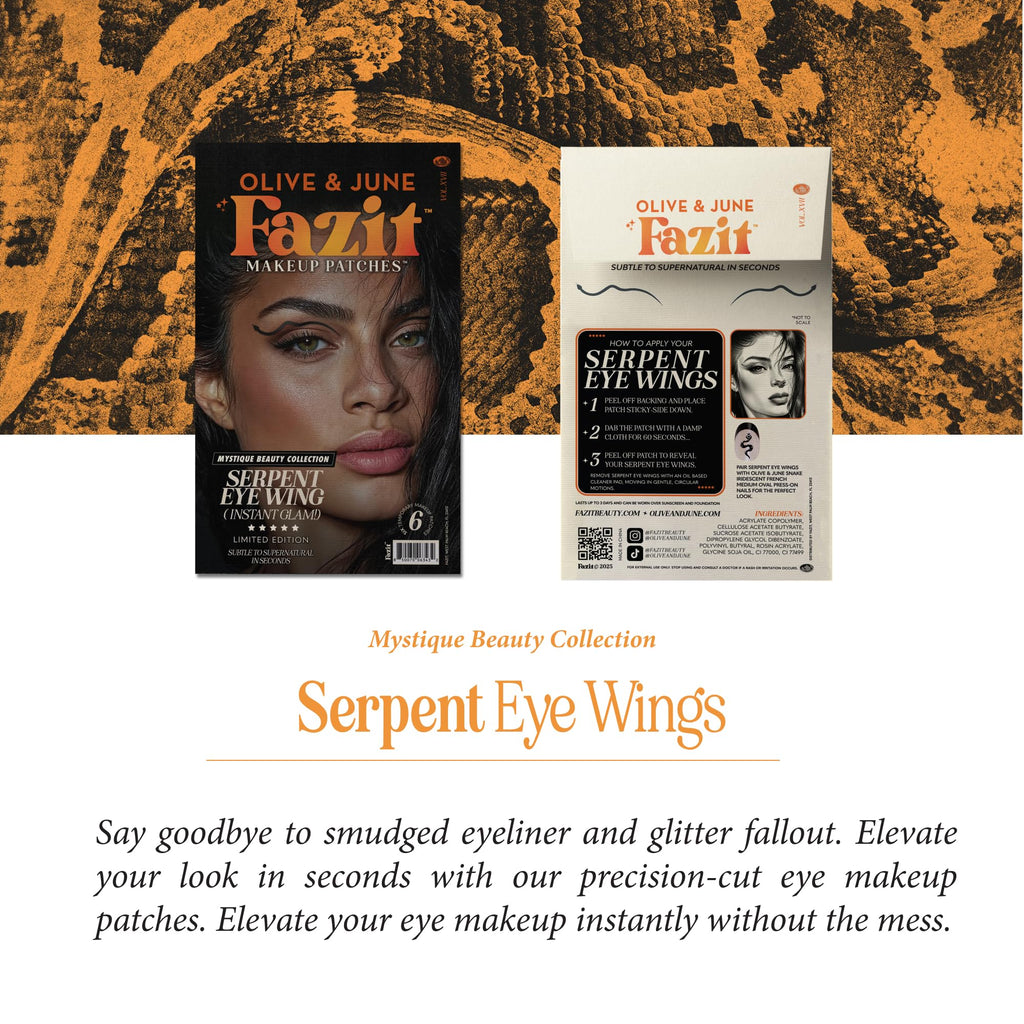 Fazit Makeup Patches – Halloween Serpent Eye Wings Glitter for Festival Glam