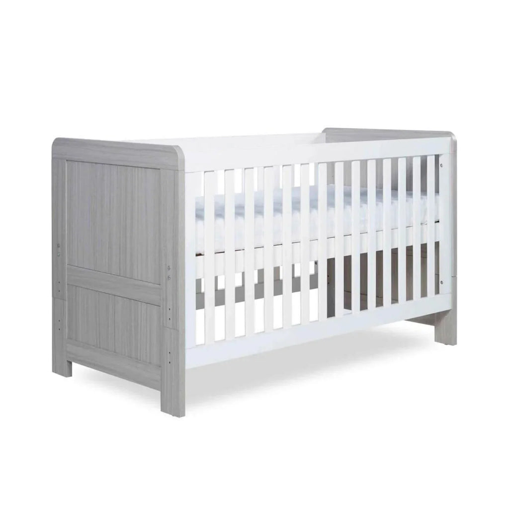 Ickle Bubba Pembrey Cot Bed Ash Grey - Premium Sprung Mattress