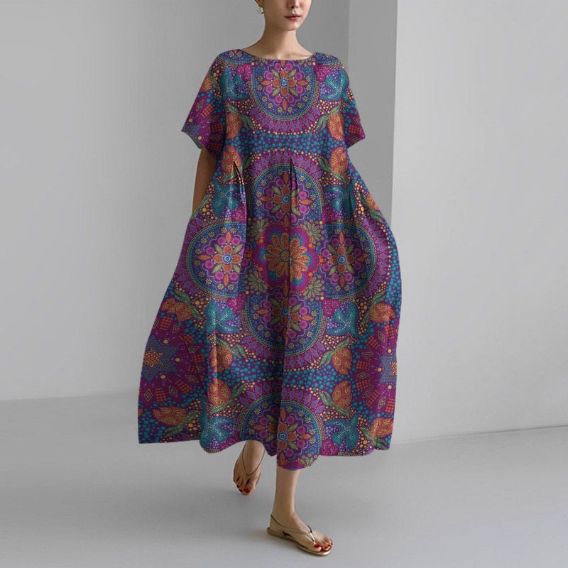 Ladies' Fashionable Patterned Dress With Slim Fit