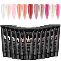 Fcozpjk 12-Color Poly Gel Kit – Clear, White, Nude Pink & Glitter Builder Gel for Quick Nail Extensions
