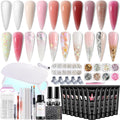 Fcozpjk Poly Gel Nail Kit with UV Lamp – 12 Colors Builder Gel for Beginners