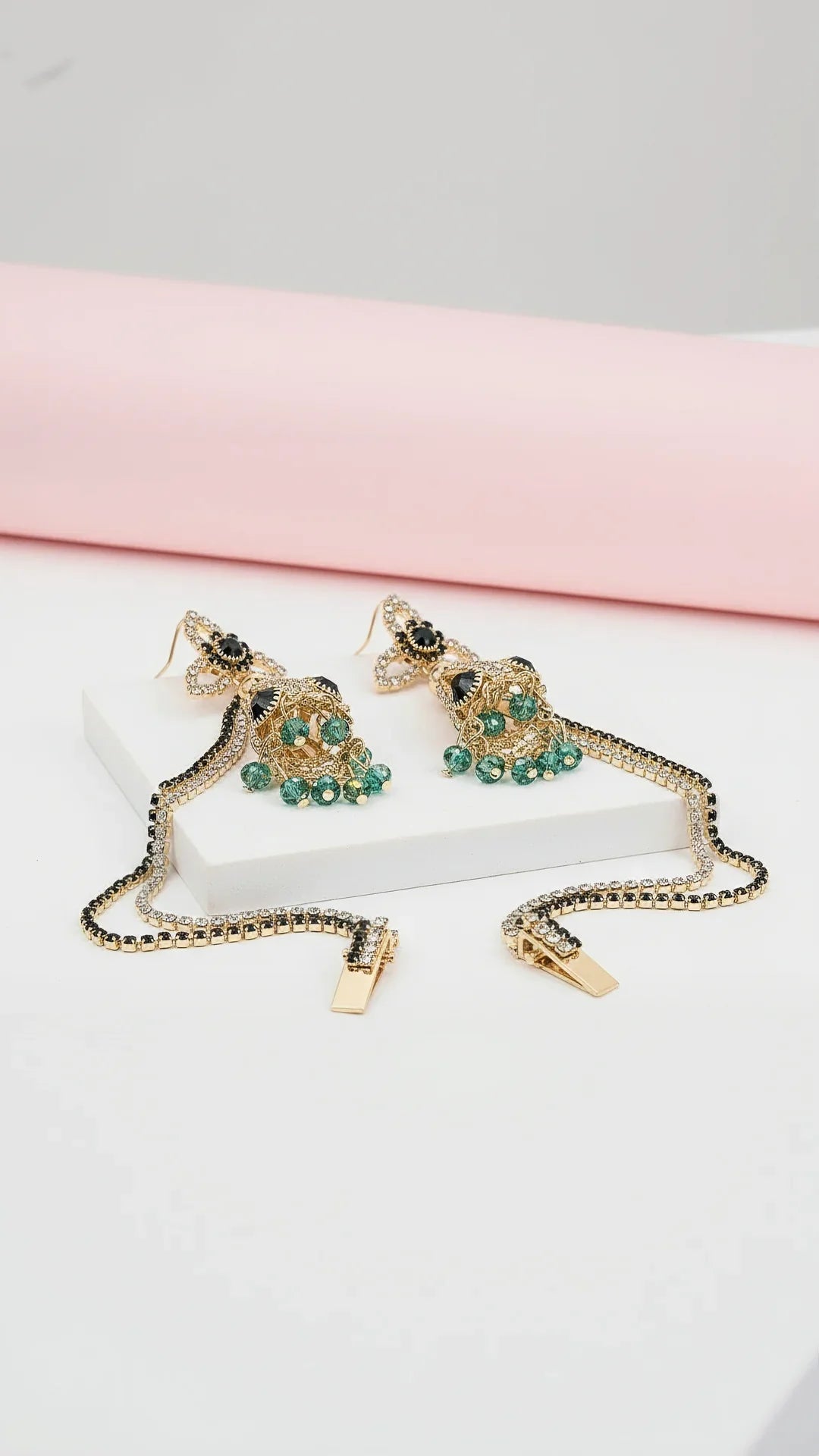 Persian Inspired Drop & Dangle Crystal Earrings