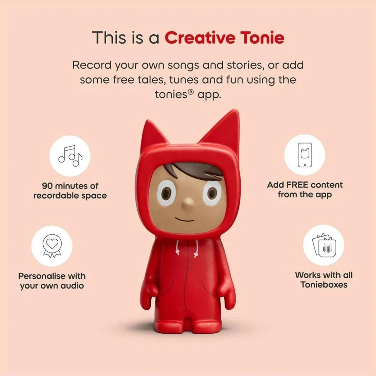 Tonies Toniebox 2 Starter Set with Creative Tonie Rubie - Sunset Red