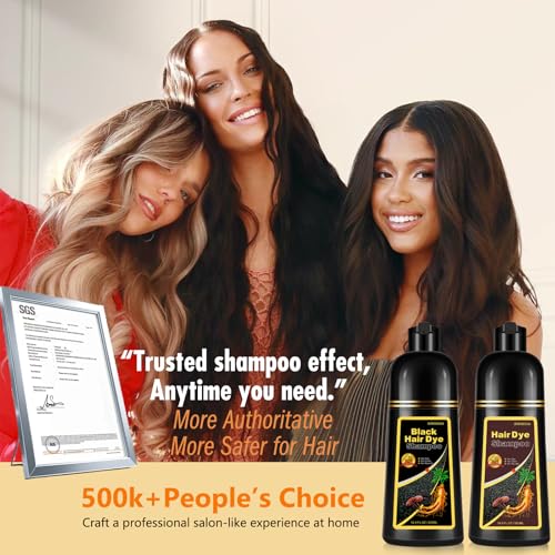Fedulili Instant Dark Red Wine Hair Dye Shampoo – 100% Gray Coverage, 17.5 Fl Oz