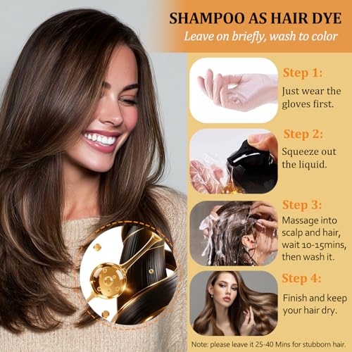 Fedulili Instant Dark Red Wine Hair Dye Shampoo – 100% Gray Coverage, 17.5 Fl Oz